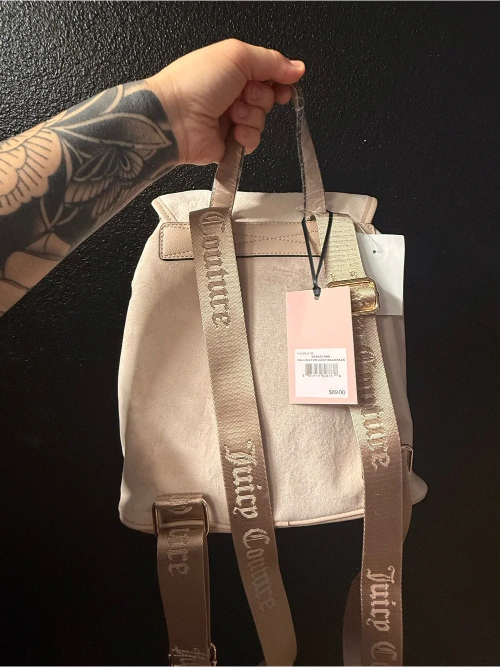 Juicy Couture Cream Mini Backpack with Embroidered Crest